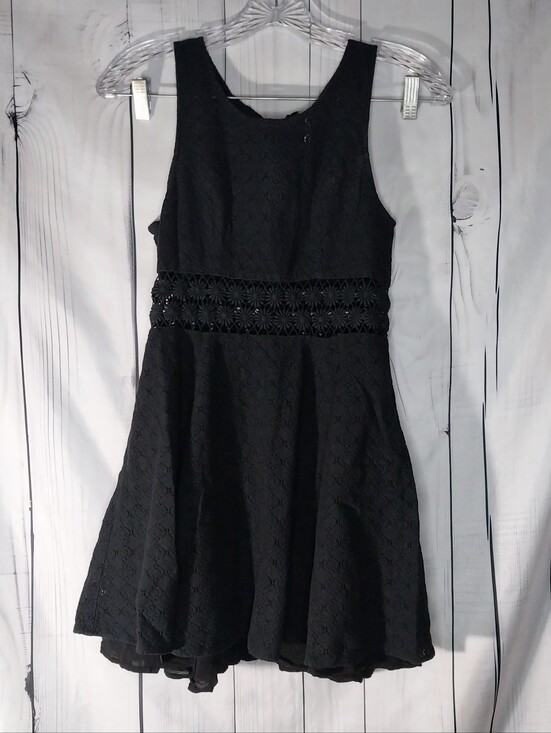 Free People Dresses & Skirts - Free People Black Lace Fit-and-Flare Boho Dress With Daisy Chain Cutout Waist